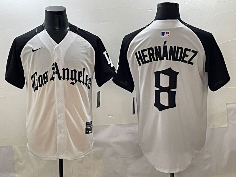 Men 2025 Los Angeles Dodgers #8 Hernandez White black Five generations Joint Name Nike MLB Jersey style 526->los angeles dodgers->MLB Jersey